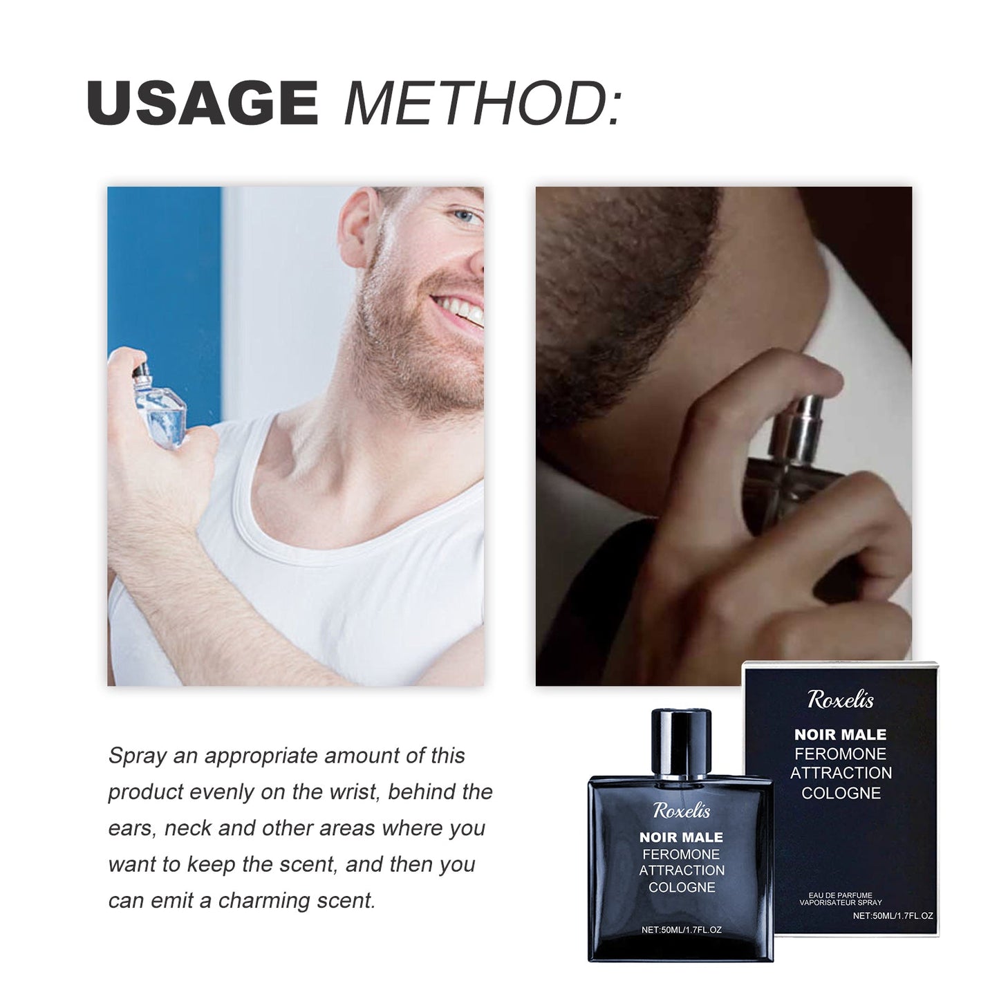 Noir Male Attraction Cologne with Refreshing Long Lasting Elegant Fragrance