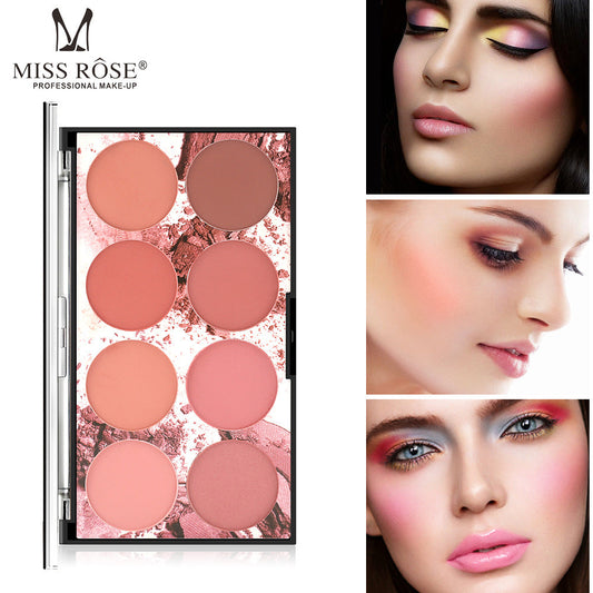 Miss Rose Eight Color Blush Palette with Natural Matte Nude Shades