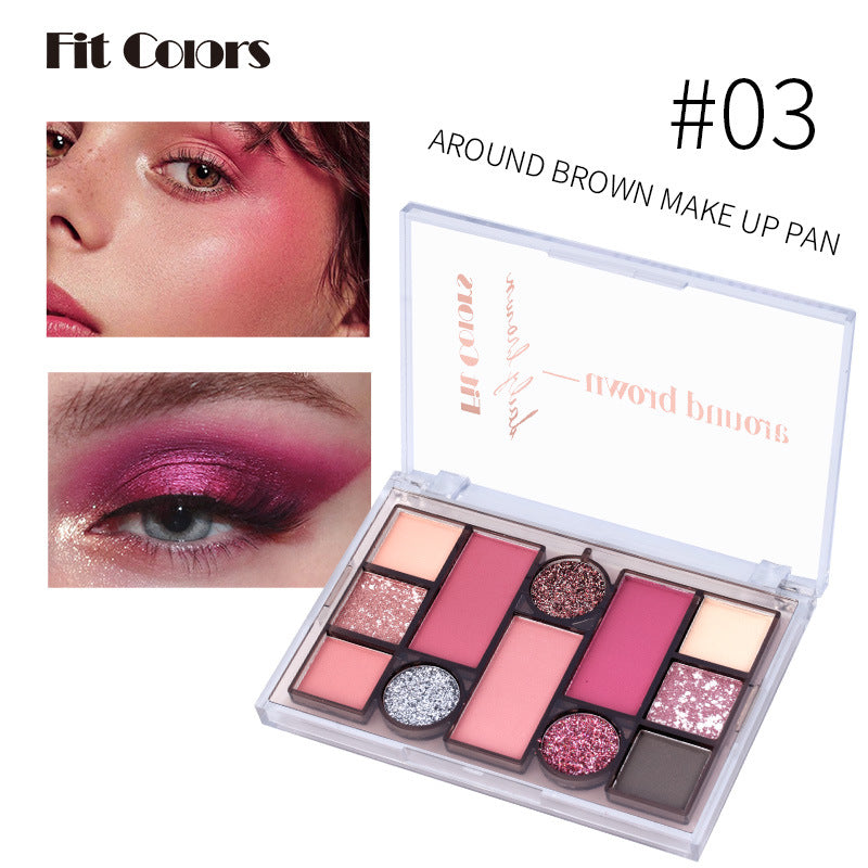 Fit Colors 12 Color Makeup Palette with Blush Eyeshadow Eyebrow Powder
