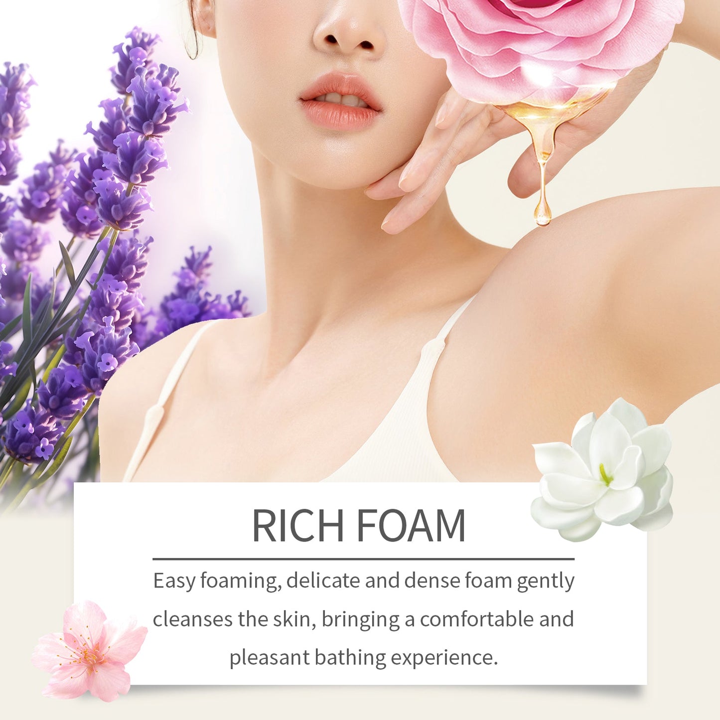 Lavender Fragrant Shower Gel Moisturizes Skin and Improves Dryness for Women