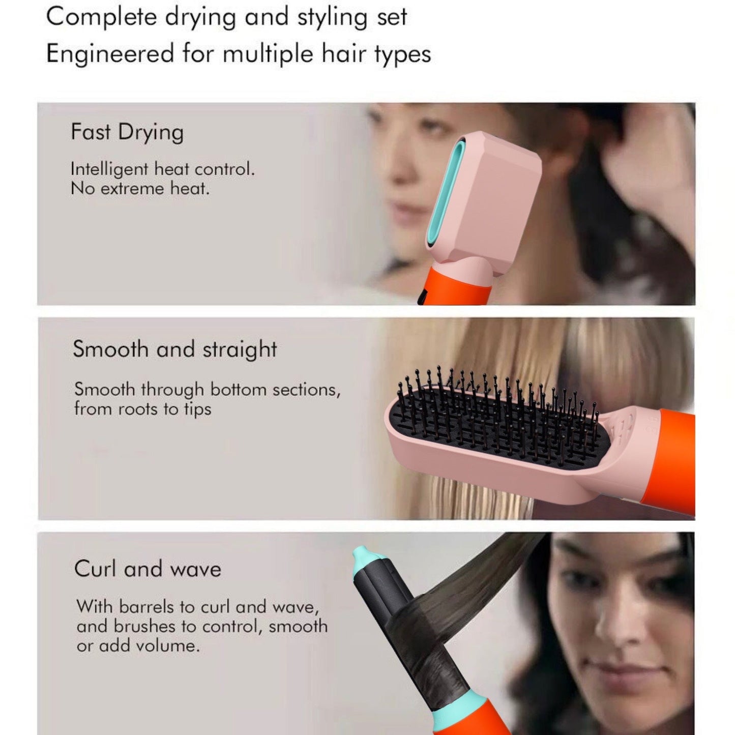 6 In 1 Hair Styler with Dryer Curling and Volumizing Tools