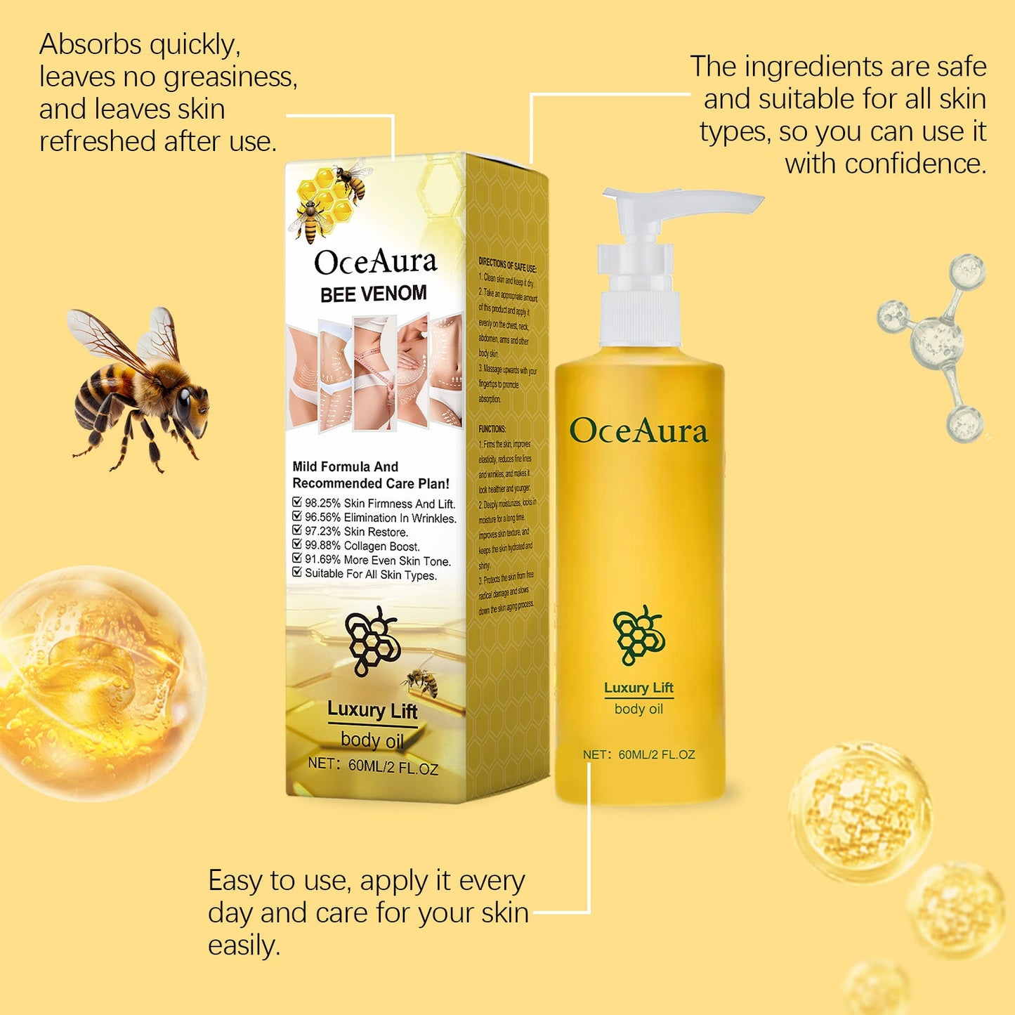 Body Firming Care Oil Nourishes Smoothes and Moisturizes Skin for Massage
