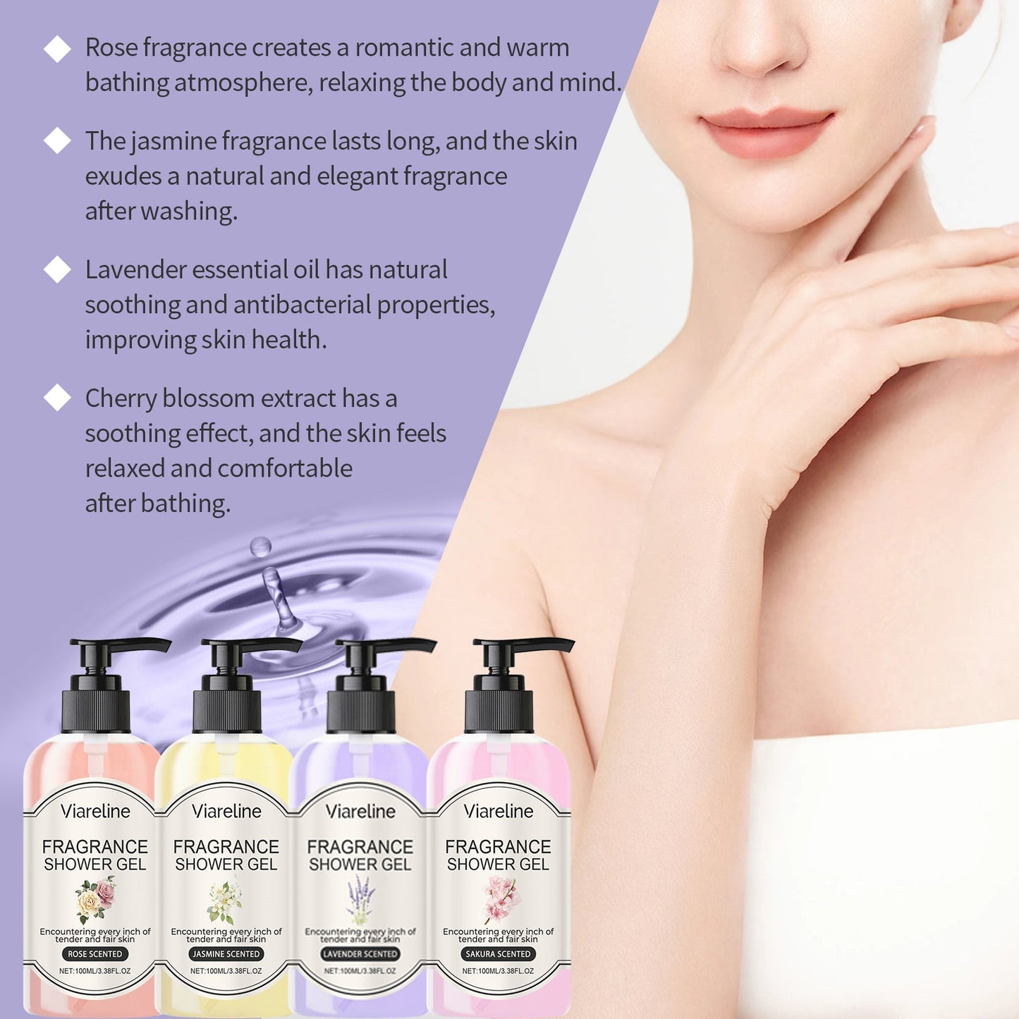 Lavender Fragrant Shower Gel Moisturizes Skin and Improves Dryness for Women