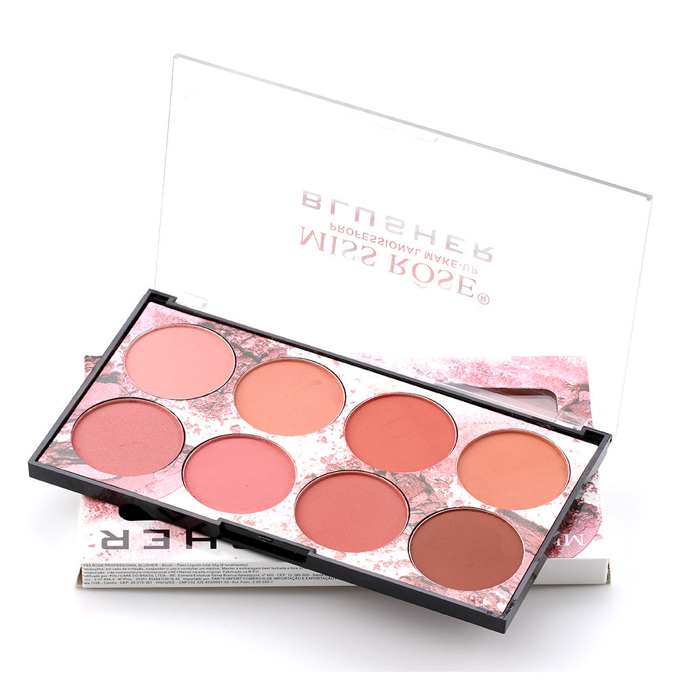 Miss Rose Eight Color Blush Palette with Natural Matte Nude Shades