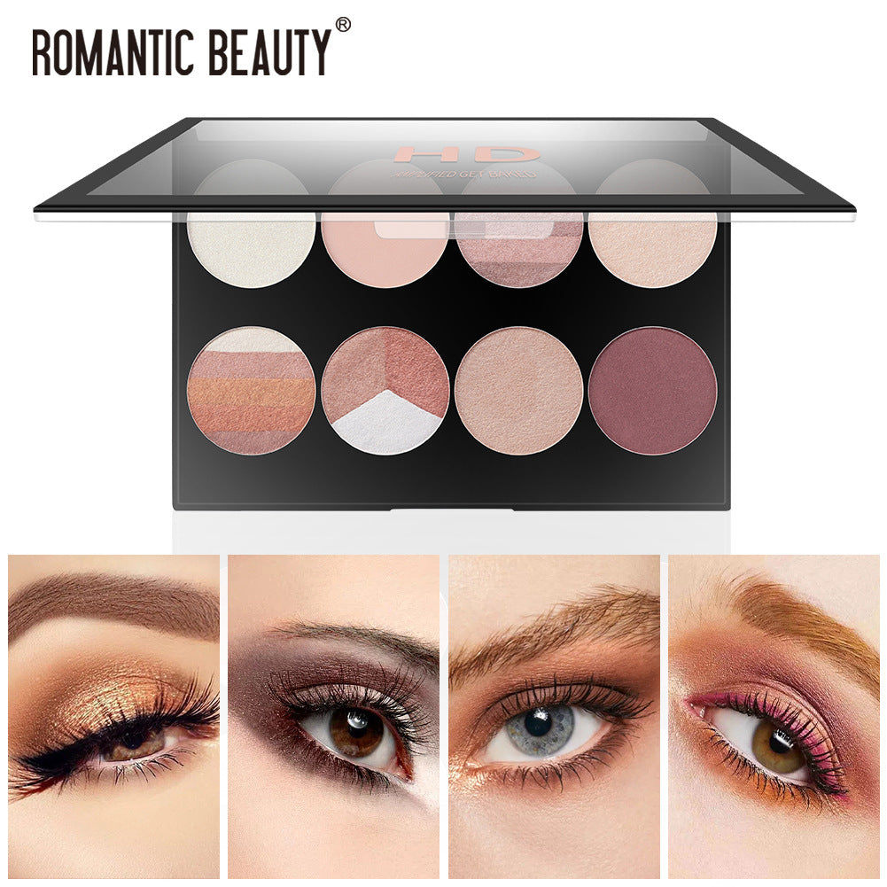 Romantic Beauty 8 Color Eyeshadow Palette with Pearl Matte Finish Shades