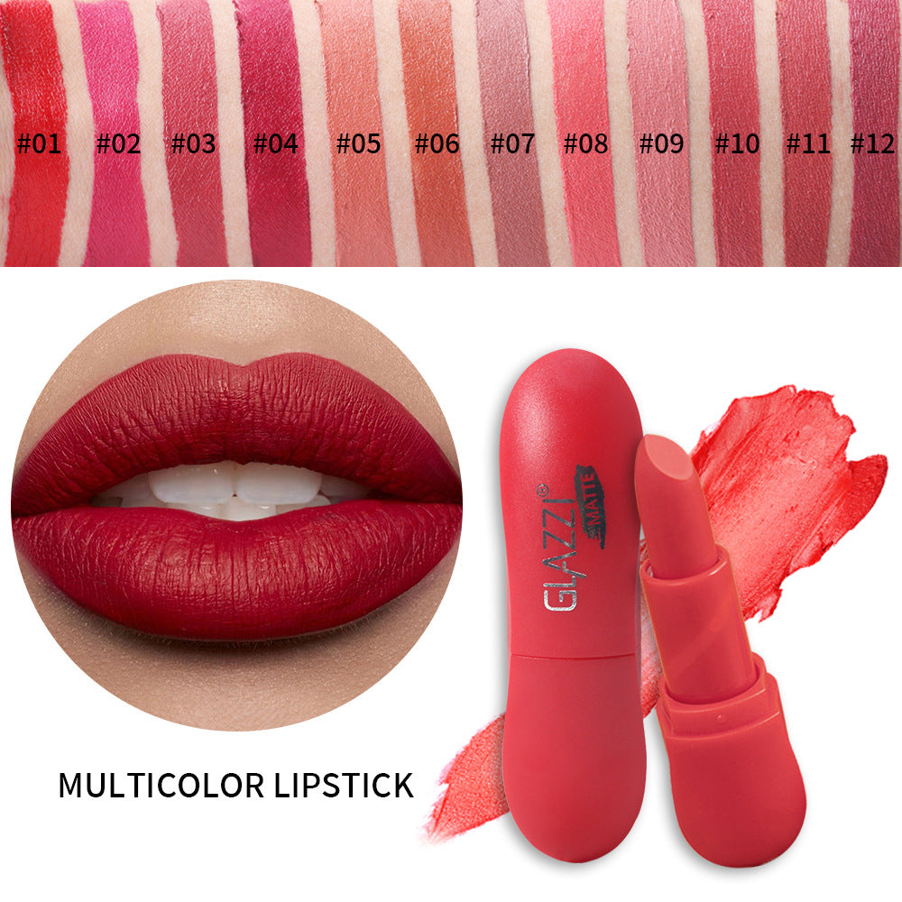 12 Color Rhombic Matte Lipstick Long Lasting Non Fading Velvet Formula