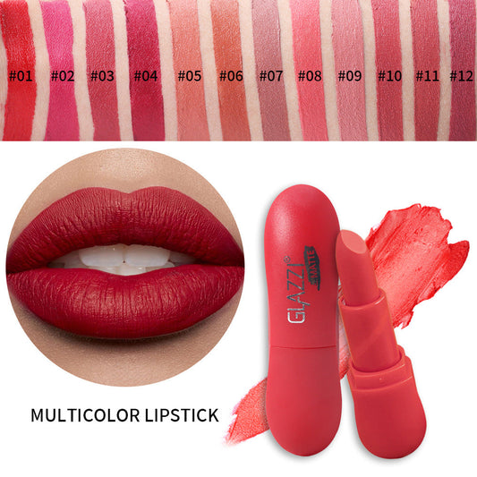 12 Color Rhombic Matte Lipstick Long Lasting Non Fading Velvet Formula