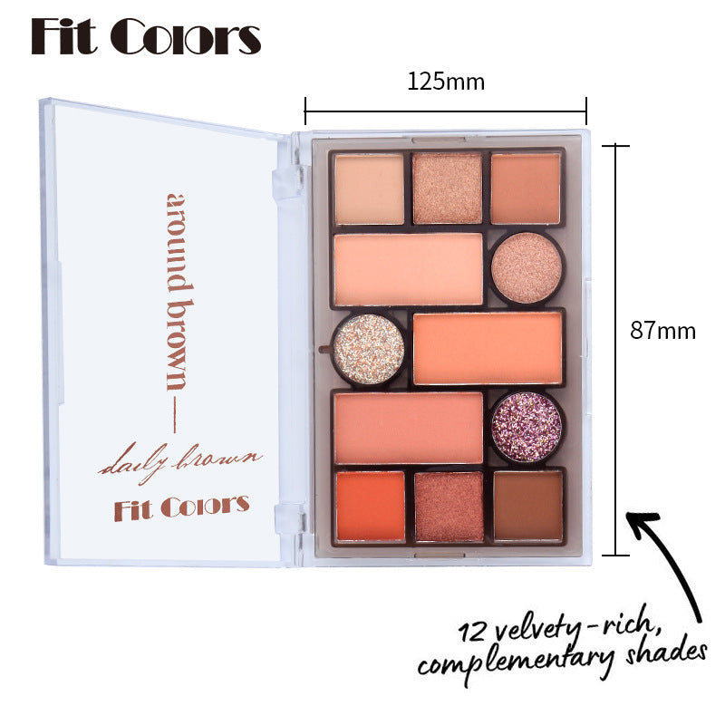 Fit Colors 12 Color Makeup Palette with Blush Eyeshadow Eyebrow Powder