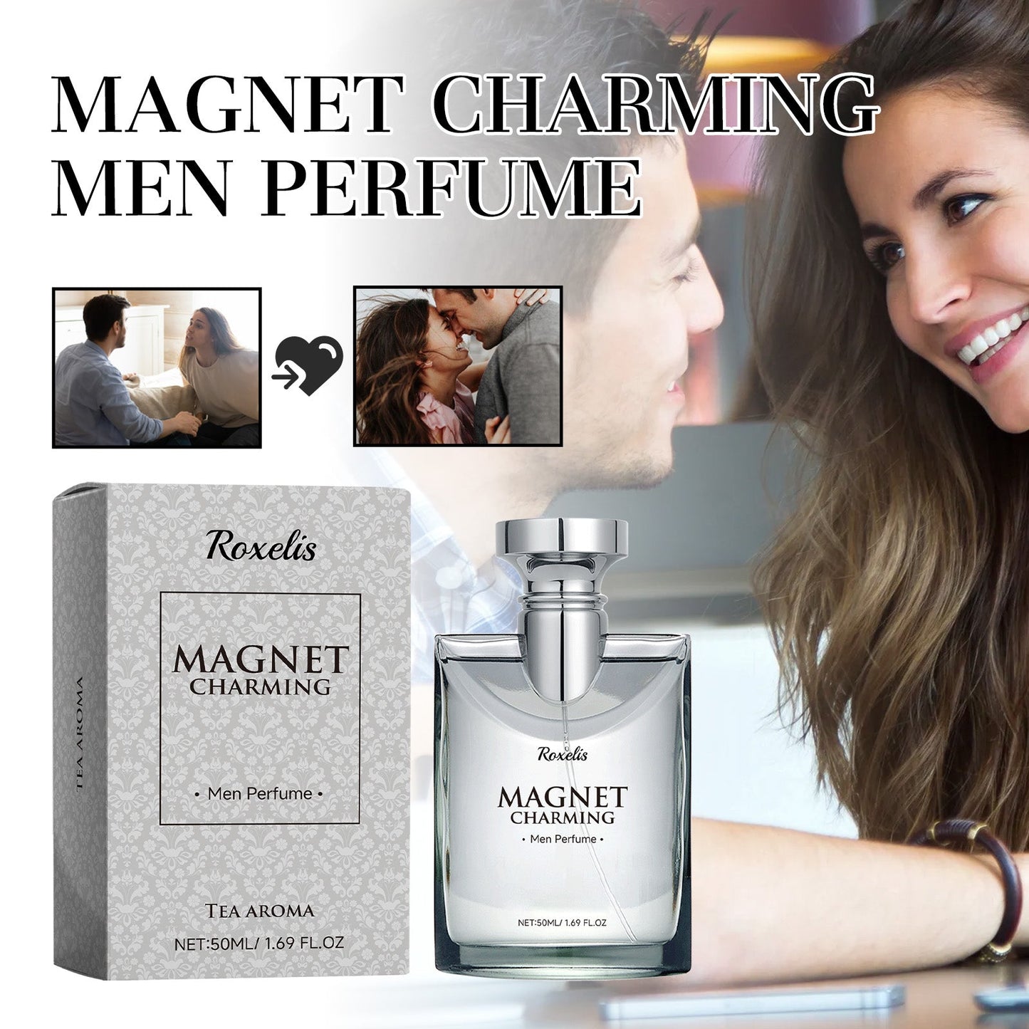 Magnet Charming Men Perfume with Fresh Natural Tea Fragrance Aroma