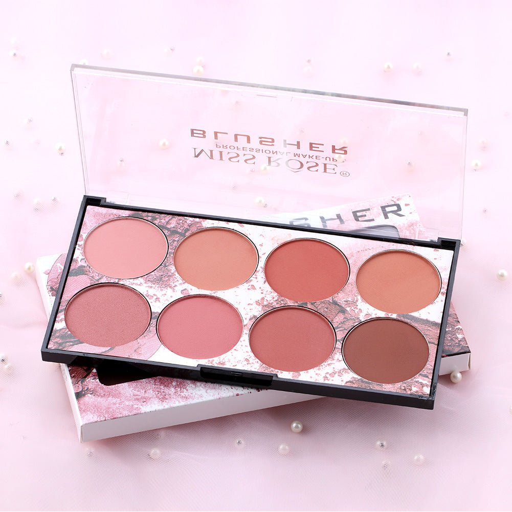 Miss Rose Eight Color Blush Palette with Natural Matte Nude Shades