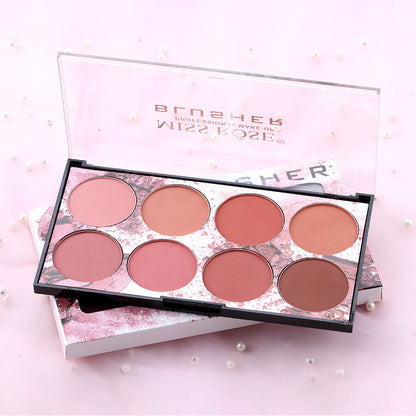 Miss Rose Eight Color Blush Palette with Natural Matte Nude Shades