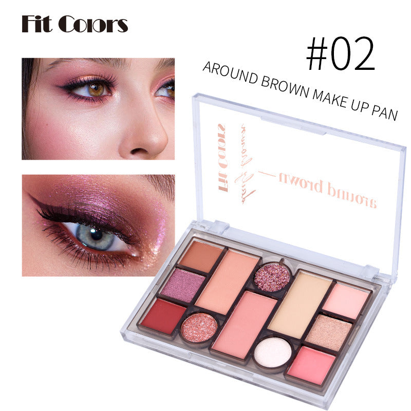 Fit Colors 12 Color Makeup Palette with Blush Eyeshadow Eyebrow Powder